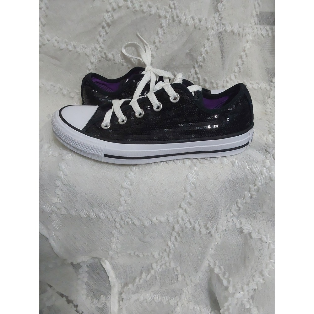 Converse Chuck Taylor All Star Black Sequin Low Top Sneakers fits womens size 7‎ - Picture 4 of 4